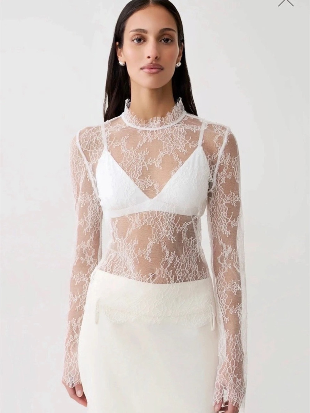 MESHKI Alizette Lace Long Sleeve Top + Bralette – Size Small NWT